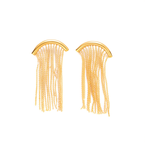 Pendientes de Moda con Cadena Larga y Borlas, Diseño en Acero Inoxidable 316L con Baño de Oro PVD, Resistentes y Sostenibles - Product Image 3