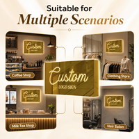 Enseigne murale personnalisée en miroir doré rétroéclairée avec logo LED, enseigne lumineuse pour café, boutique, salon, magasin de thé au lait