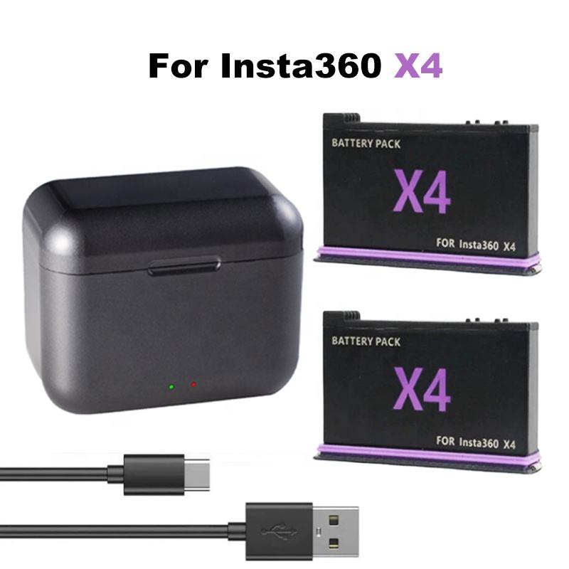 3.85V 2500mAh USB-C Quick Charge Hub Kit Rechargeable Lithium Battery for Insta 360 X4 Camera Sports Camera Accessories