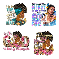 Transferts thermiques DTF Afro Black Girl, prêts à poser sur les t-shirts et les sweats à capuche, sans MOQ, designs DTF personnalisés
