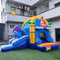 Château gonflable sur le thème de la mer avec toboggan, château gonflable commercial, jouets de saut, divertissement en plein air pour enfants