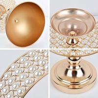 Accessoires de décoration de table, vase doré électro-plaqué, centre de table de mariage, support à fleurs en métal perlé