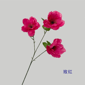 Fleurs artificielles d'hibiscus et de pivoine, 3 têtes par tige, 65 cm, accessoires de décoration de mariage pour la maison et l'extérieur - Product Image 3