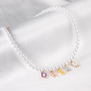 Nouveau design 2022 – Collier pendentif en acier inoxydable plaqué or 18 carats avec chaîne de perles et diamants colorés, bijou populaire et mignon - Product Image 3