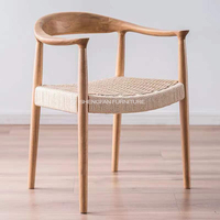 Chaises en bois massif avec accoudoirs, style Kennedy, siège en corde tressée, vente en gros d'usine