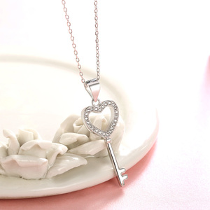Regalo di Moda Personalizzato, Ciondolo <span class=keywords><strong>Portachiavi</strong></span> in <span class=keywords><strong>Argento</strong></span> Sterling <span class=keywords><strong>925</strong></span> con Zirconi, Placcato in Rodio e Oro - Product Image 1