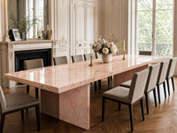 Marbre rose naturel en gros et transformation de pierres de luxe pour tables à manger, îlots de cuisine et dalles de présentation