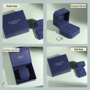 Logo personalizzato con Premium e stile <span class=keywords><strong>moderno</strong></span> blu profondo forma ottagonale scatole di gioielli blu velluto interno per la confezione di gioielli - Product Image 4