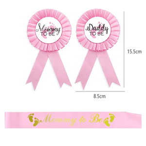 3 Pacotes de Faixas de Cetim Rosa para Chá de Bebê, Distintivo de Mamãe em Espera e Distintivo de Papai em Espera, Suprimentos para Festa de Revelação de Gênero do Bebê - Product Image 2