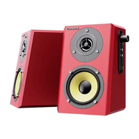 Altavoces de escritorio Hifi 10W USB Altavoz de estantería para el hogar Subwoofer Caja de altavoz de madera con control de volumen de micrófono
