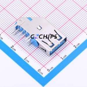 USB-304CD-ARW USB Connector Bent Lead Through Hole Connector Type-A USB 3.0 Female Right Angle Insert - Product Image 1