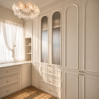 Armoires de chambre en verre cannelé en forme de L sur mesure, meubles de maison entiers, meubles de toilette, fabrication OEM