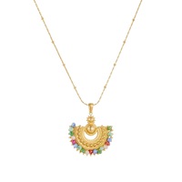 Collier Pendentif Croissant Bohème en Acier Inoxydable avec Perles Multicolores, Anti-ternissement, Style Ethnique Vintage, Idéal Cadeau Bijou