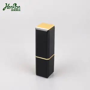 Tabung lipstik magnetik hitam klasik, Kustom tabung lipstik kosong bentuk persegi tabung kosmetik