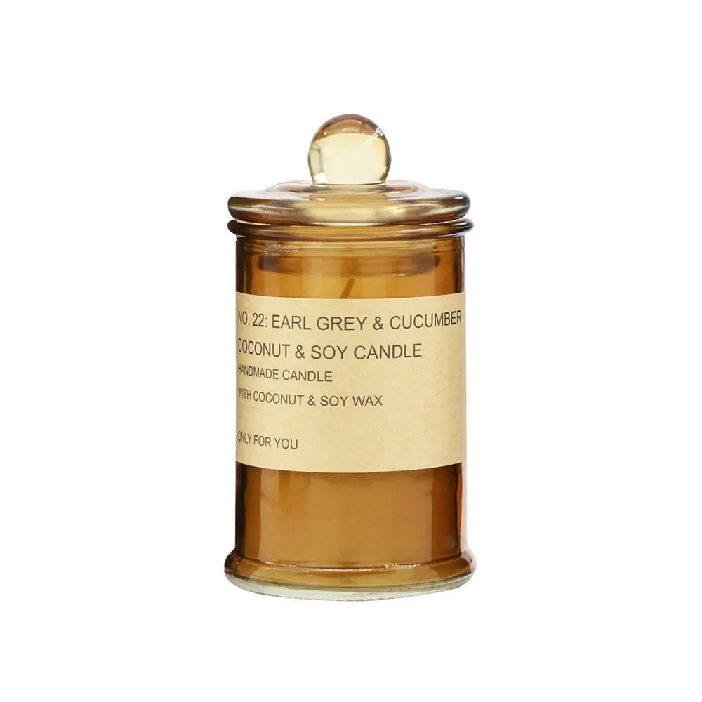 Bocaux de chandelier en verre ambré mat avec couvercle en verre, pot d'emballage de bougie, bougeoirs en verre personnalisés pour la fabrication de bougies