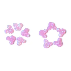 Nickel free safety lovely animal design mouse head tooth gem double sides flat synthetic opal dental stick pink stone