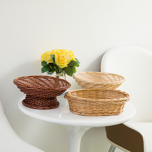 Tay Dệt Hình Bầu Dục <span class=keywords><strong>Wicker</strong></span> Giỏ Duy Nhất Mây Lưu Trữ Giỏ Cho Gia Đình Sử Dụng Nhà Máy Riêng - Product Image 3