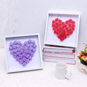 Boîte à <span class=keywords><strong>ombre</strong></span> 3D en fil de fer, fleurs en fil de fer, cadre de présentation en forme de cœur pour anniversaire, Saint-Valentin, cadeau idéal pour elle, décoration de table à la maison - Product Image 1