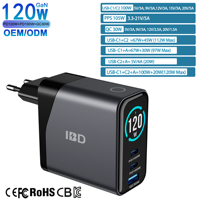 Chargeur rapide IBD GAN PD 120W 100W avec écran TFT, adaptateurs muraux USB Type-C US EU UK KR pour iPhone 17, téléphone, ordinateur portable, tablette