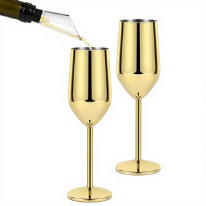 Flûte à <span class=keywords><strong>champagne</strong></span> en acier inoxydable doré 8oz, incassable, avec pied, idéale pour les fêtes, les mariages, les cadeaux <span class=keywords><strong>de</strong></span> Noël - Product Image 1