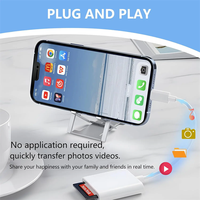 Lecteur de carte SD TF à 2 têtes Lecteur de carte mémoire Plug and Play Adaptateur de carte SD Chargement et lecture simultanés