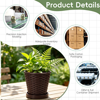 Pot de fleurs en plastique PP durable, design traditionnel, avec trou de drainage, capacité de 2,76 L, pour plantes d'intérieur/extérieur, jardinières d'extérieur