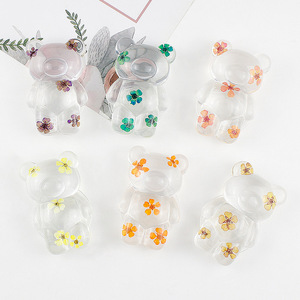 Hot Selling Cute Bear <strong>Expanding</strong> Stand Griptok Dry Real Flower Transparent Desktop Lazy Grip Tok Lazy Cell Phone <strong>Holder</strong> Socket - Product Image 3