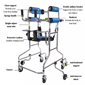 Aide à la <span class=keywords><strong>marche</strong></span> multifonctionnelle avec siège réglable, déambulateur debout pour adultes, pour la rééducation des patients handicapés - Product Image 3