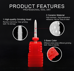 Fraise à ongles en céramique en forme de fusée de 2,35 mm, fraise conique en forme de flamme pour nettoyer les cuticules, outil rotatif pour l'élimination de la poudre acrylique, outil de manucure - Product Image 3