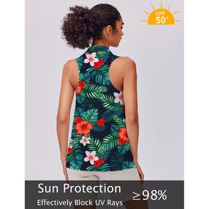 FOXA Womens Golf Sleeveless Shirt Quick Dry Tropical Print Active <b>Top</b> For Tennis Pickleball - Product Image 4