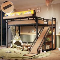 Letto a soppalco in metallo Twin XL con armadio, presa di corrente, luce LED, ripiani scorrevoli per bambini, ragazzi, appartamenti, hotel, uso ODM/OEM