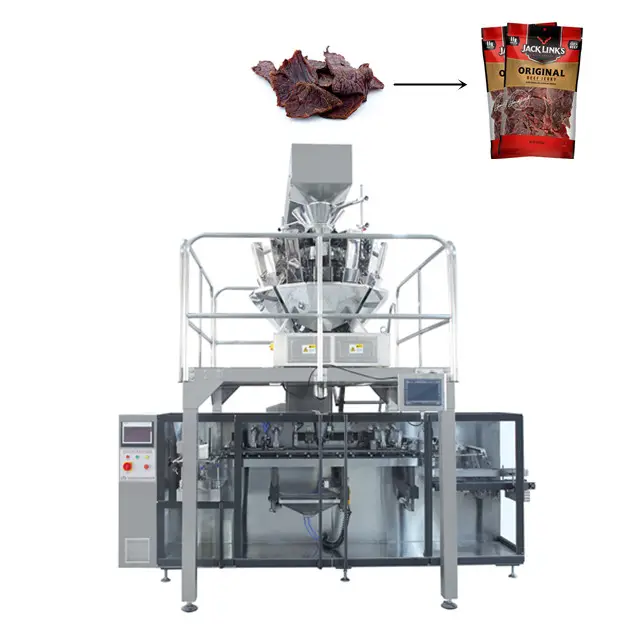 Automatic Beef Jerky Doypack Standup Pouch Zipper Premade Bag Multi-function Packaging Machine