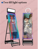 21.5 pouces LCD moniteur selfie shell pliant 44 pouces miroir support caméra et imprimante photomaton pour les événements de mariage de fête