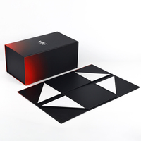 Boîte d'emballage cadeau en carton ondulé écologique, pliable, auto-érectible, magnétique, dégradé noir-rouge, offset