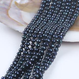 Perlas de Agua Dulce Naturales al por Mayor, Perlas de Agua Dulce Negras de 5-6 mm, Cuentas de Perlas Semiterminadas para Collar, Cuentas Sueltas - Product Image 1