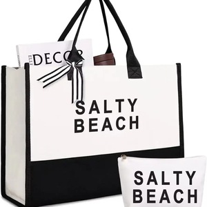 Sac de plage personnalisé en gros, nouveau design 2024, grand sac fourre-tout en toile imperméable et anti-sable pour femme, été - Product Image 5