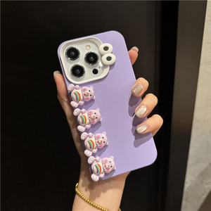 Nuova Cover per iPhone 16 15 17 Pro Max con Orsetto Arcobaleno 3D Cartone Animato, Guscio Opaco Antiurto, Custodia Posteriore - Product Image 3