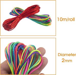 เชือกไหมไนลอนซาตินแบบหางหนู ขนาด 2 มม. ยาว 10 ม./ม้วน 16 สี สำหรับร้อยลูกปัด ทำสร้อยข้อมือ สร้อยคอ งานฝีมือ DIY งานถักมาคราเม่ คุมิฮิโมะ - Product Image 4