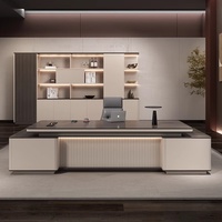 Ensemble de chaises de bureau Boss - Design minimaliste moderne, luxe léger, design en bois en forme de L, espaces de travail de groupe haut de gamme, armoire latérale