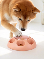 Distributeur de friandises en plastique pour chien, jouet d'entraînement amusant, bol d'alimentation manuel rond pour chats et chiens