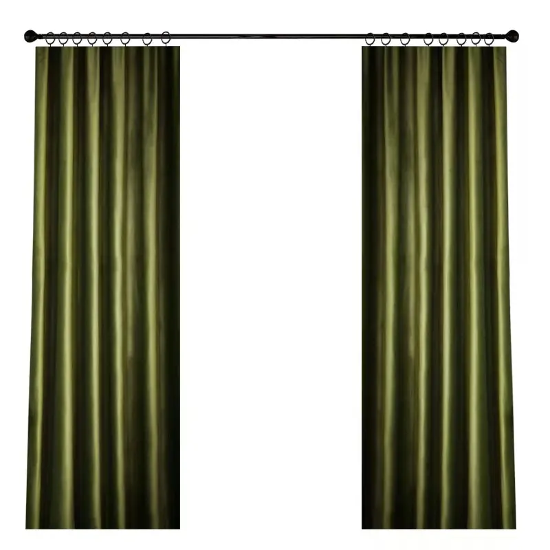 Olive Green Velvet Nordic Modern Green Series Thickened Solid Color Curtains
