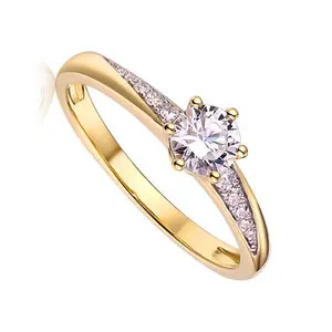 नई आगमन 9K 14K 18K पीले सोने की सगाई की शादी का तोहफा महिलाओं 3 कैरेट हीरे की अंगूठी