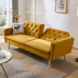 Canapé-lit Futon convertible moderne 3 places inclinable avec revêtement en tissu personnalisé pour chambre à coucher appartement hôtel cadre en métal - Product Image 2