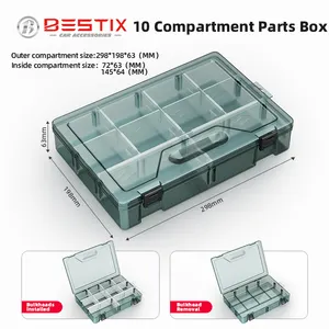 Bestix bbx01 Caja de herramientas de plástico Caja organizadora de almacenamiento de piezas con compartimentos