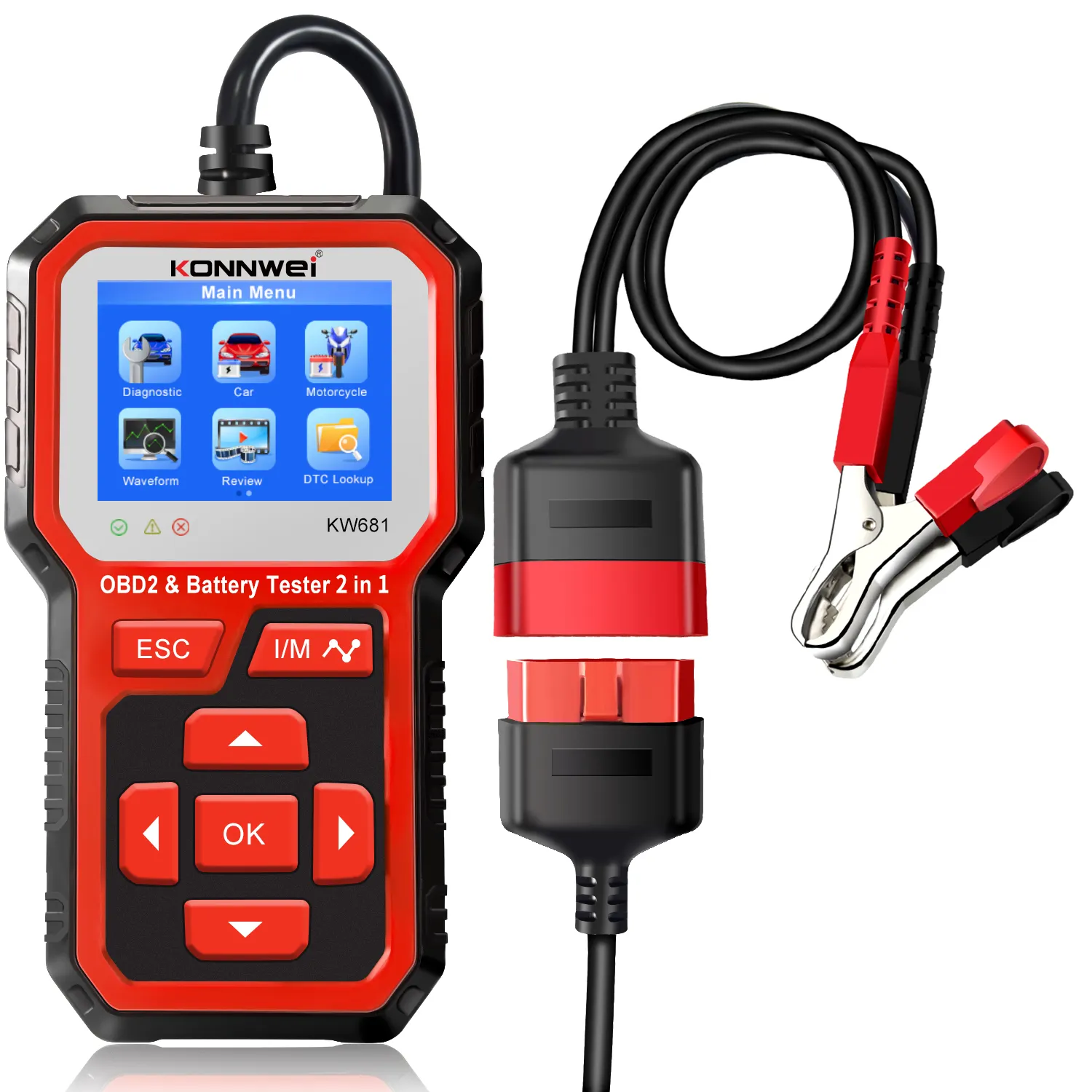 Konnwei Obdii Diagnostische Code Reader Tool Auto Batterij Tester 2 Functie In 1 Escaner Automotriz Voor Universele Auto