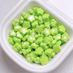 Pintura fresca y Linda gota de aceite flor cuentas Diy teléfono móvil cadena Material accesorios acrílico cuentas sueltas flores de colores - Product Image 1