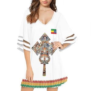 Dropship etíope verano Mujer vestido Casual estampado a pedido ChiffonTradition señoras vestidos <span class=keywords><strong>para</strong></span> traje <span class=keywords><strong>de</strong></span> baño <span class=keywords><strong>piscina</strong></span> playa cubrir - Product Image 3