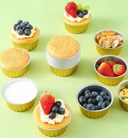 Mini moules à gâteaux jetables, porte-cupcakes, supports à bougies en aluminium, couvercles de cuisson pour micro-ondes, contenants en PP, dorés, qualité alimentaire, logo personnalisé