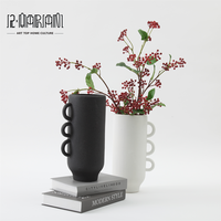 Conception originale En Céramique Décoration de La Maison Accessoires Noir Blanc Nordique Vase