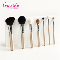 Ensemble de 7 pinceaux de maquillage professionnels personnalisés pour le visage, les yeux et le correcteur, kit cadeau beauté haut de gamme, manches en bois pour les marques de produits de beauté en marque blanche